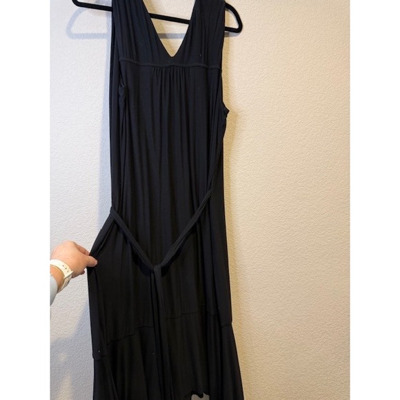 Athleta Black Asymmetrical Hem Wrap Beach Coverup Tank Dress Sz XL 2167 - Picture 5 of 11